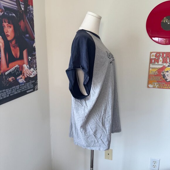 Champion Navy Blue and Grey Baseball Style Graphic T Shirt - Picture 5 of 13